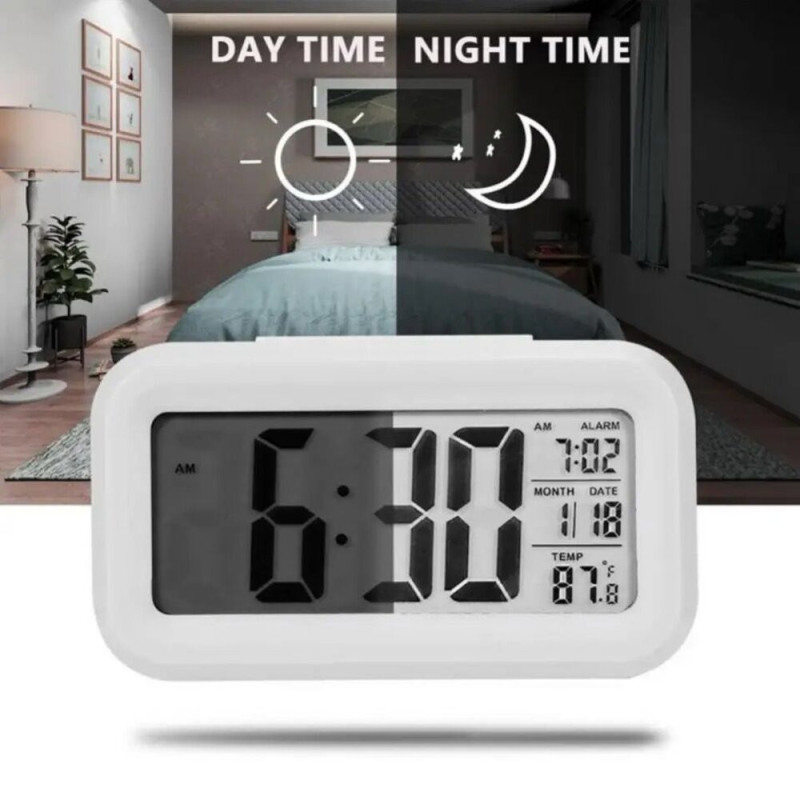 Réveil Numérique LED Rétro-Éclairé avec Calendrier Silencieux Réveil Numérique LED Rétro-Éclairé avec Calendrier Silencieux